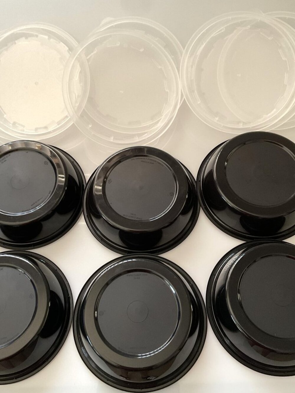 6-PACK ROUND BLACK FOOD CONTAINERS + CLEAR LIDS (CO-8245PP) USED ONCE LIKE NEW - Picture 7 of 9